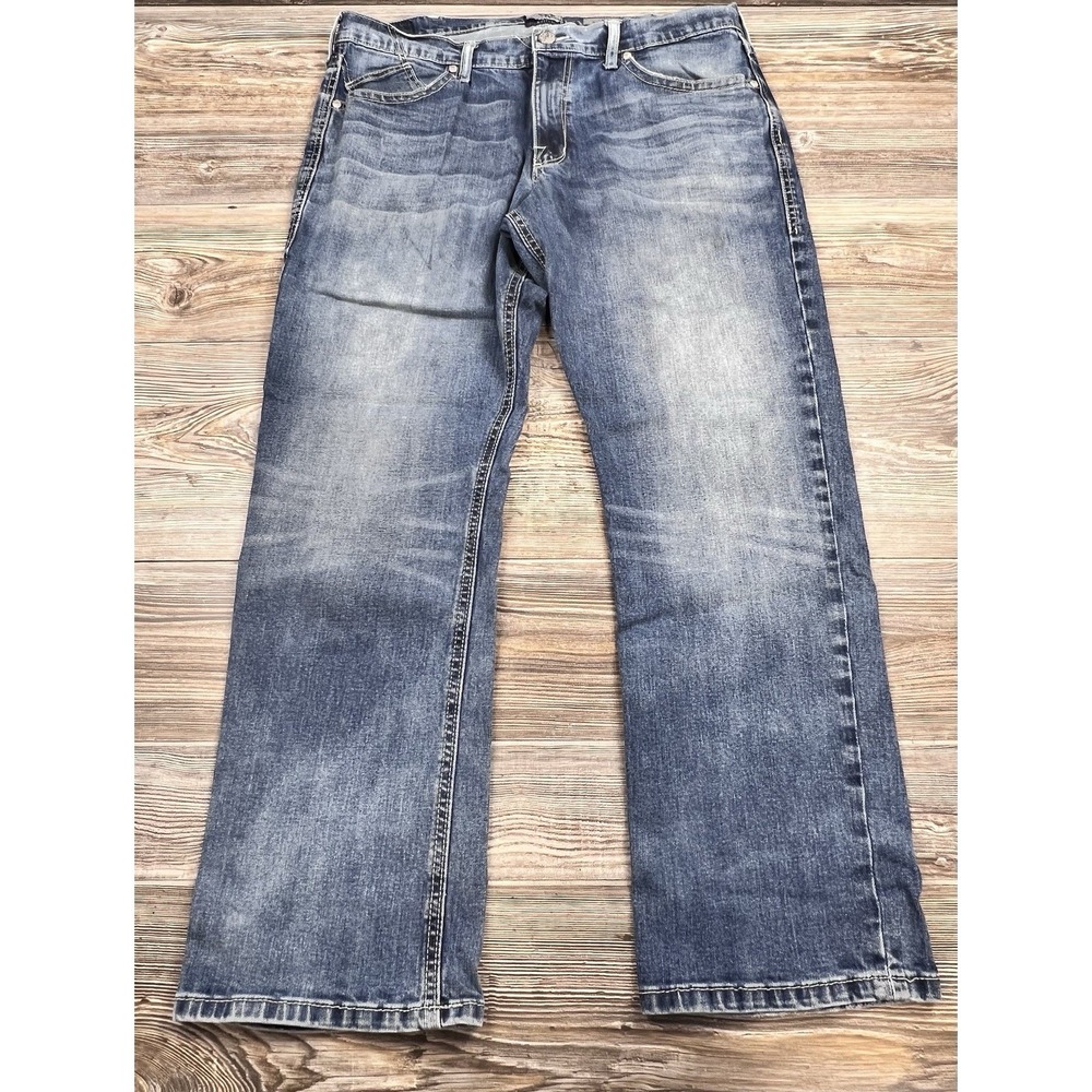 Rock & Republic Mens Blue Cotton Blend Denim Straight Jeans Size 38X30